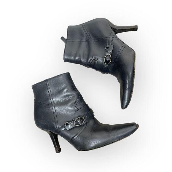 TOD’S Leather Point Toe Side Zip Ankle Booties Heels 36 - Picture 1 of 16